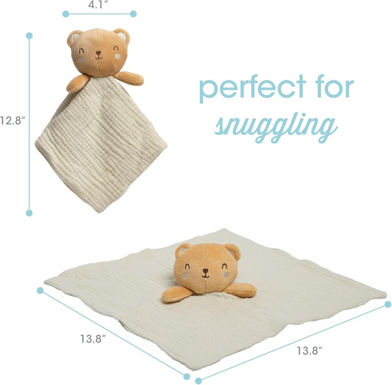 pearhead Baby Teddy Bear Lovey Blanket - Soft Snuggle Toy for Infants & Toddlers, Stocking Stuffer Ideas for Babies, Newborn, Stuffed Animal Security Lovie, Cotton Muslin - Image 3